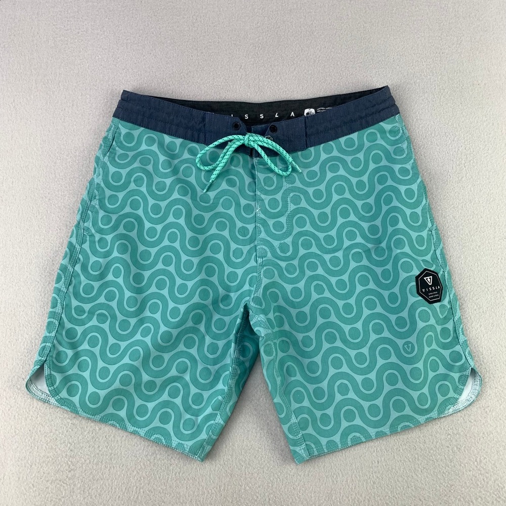 Vissla Board Shorts Mens 30 Blue Surf Bermuda Stretch Swim Beach